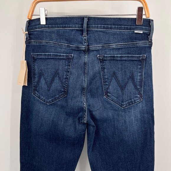 MOTHER The Weekender Fray Jeans Size 30 Flare Raw Hem Dark Wash USA Made - Picture 7 of 15